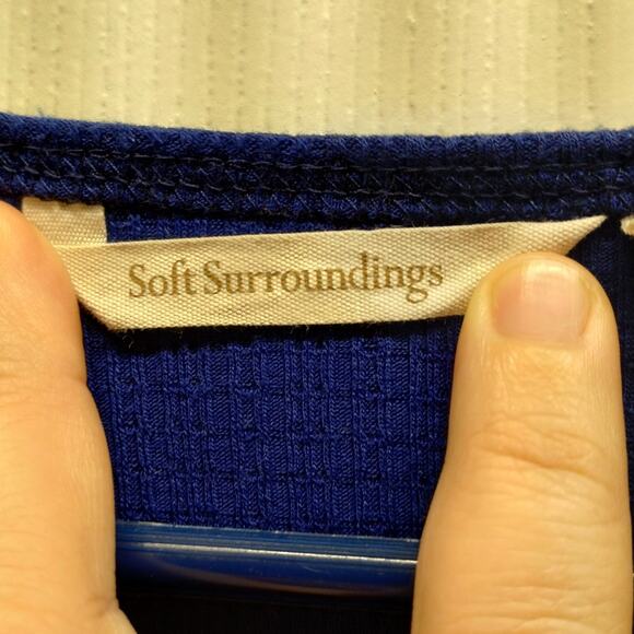 Soft Surroundings Women's Size Large Blue Riley Rib Knit Long Sleeve Popover Top - Picture 4 of 6